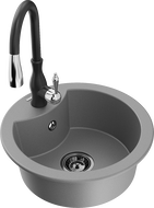 Mexen Diego гранитна мивка с 1 отделение и кухненски смесител Savita, сив - 6512-71-672601-70-B