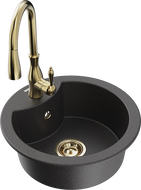 Mexen Diego гранитна мивка с 1 отделение с кухненски смесител Savita, черен на