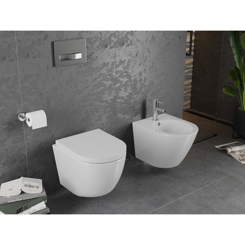 Mexen Lena Rimless WC чиния с бавно падащо твърдо капаче, дуропласт, бял гланц - 30220200