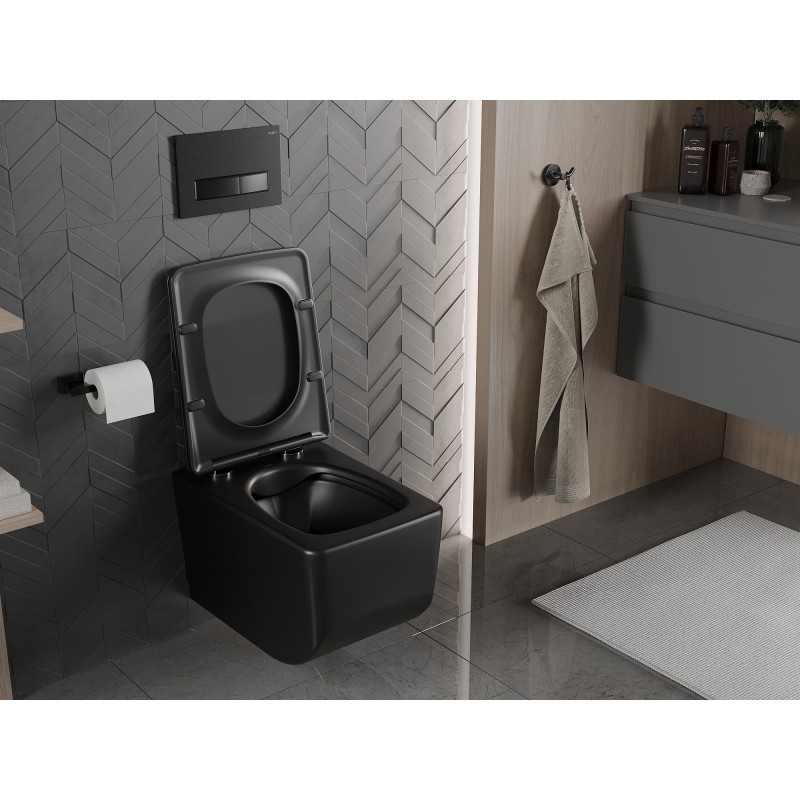 Mexen Vera WC чиния Rimless със седалка със забавено падане slim, дуропласт, черен