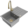 Mexen Bruno гранитна мивка с 1 отделение и отцедник със смесител Savita, сив