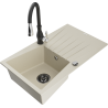Mexen Cesar гранитна мивка с 1 камера с отцедник и кухненски смесител Savita,