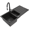 Mexen Andres гранитна мивка 1,5-камерна с отцедник и кухненски смесител Savita,