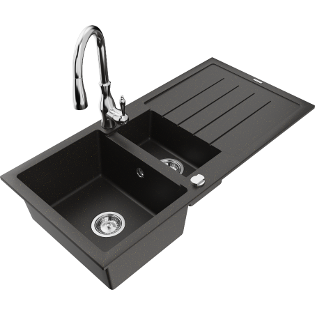 Mexen Andres гранитна мивка с 1.5 отделения с отцедник и кухненски смесител