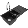 Mexen Andres гранитна мивка с 1,5 камери и отцедник и кухненска батерия Savita,