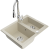 Mexen Carlos гранитна мивка с 1,5 камери с кухненски смесител Savita, бежов - 6518-69-672601-00