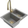 Mexen Carlos гранитна мивка с 1,5 камери и кухненски смесител Savita, сив - 6518-71-672601-50