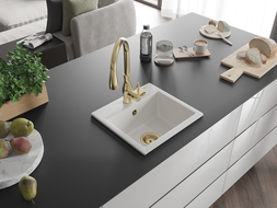 Mexen Milo кухненска мивка от гранит, 1-камерна с кухненски смесител Savita, бял - 6505-20-672601-50