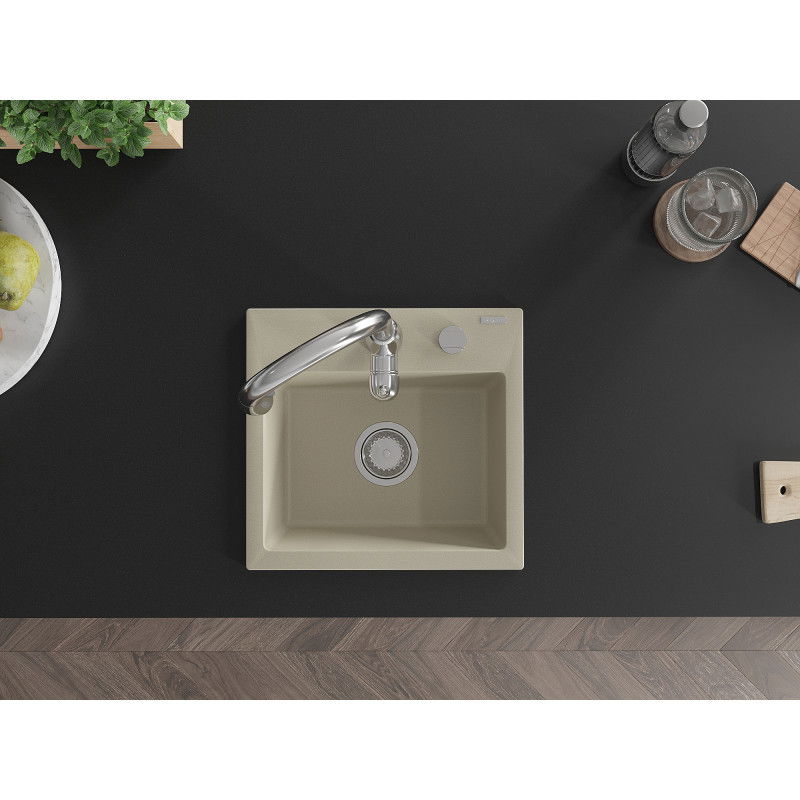 Mexen Milo гранитна кухненска мивка с една камера с кухненски смесител Savita, бежов - 6505-69-672601-00