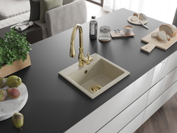 Mexen Milo гранитна кухненска мивка с 1 отделение с кухненски смесител Savita,