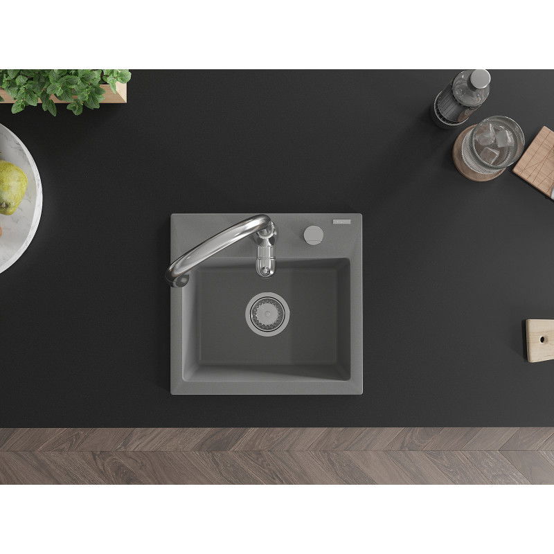 Mexen Milo гранитна кухненска мивка с 1 отделение и кухненски смесител Savita,