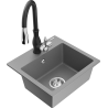 Mexen Milo гранитна кухненска мивка с 1 камера и смесител Savita, сива