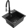 Mexen Milo мивка гранитна еднокамерна с кухненски смесител Savita, черен/сребърен металик- 6505-73-672601-70-B