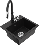 Mexen Milo гранитна мивка с 1 камера и кухненски смесител Savita, черен