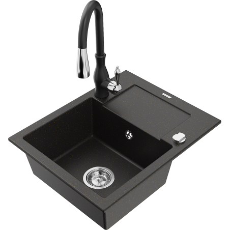 Mexen Enzo гранитна мивка с 1 камера с отцедник и кухненски смесител