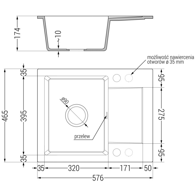 Mexen Enzo гранитна мивка с 1 камера с отцедник и кухненски смесител Savita,