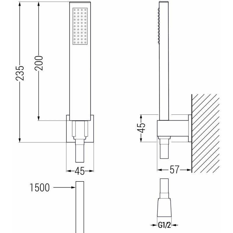 Mexen R-02 точков душ комплект, четка пистолет сив - 785005050-66