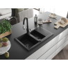 Mexen Gaspar гранитна мивка с 1,5 камери с дренаж и кухненски смесител Savita,