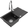 Mexen Pablo гранитна мивка с 1 камера с отцедник и кухненски смесител Savita,