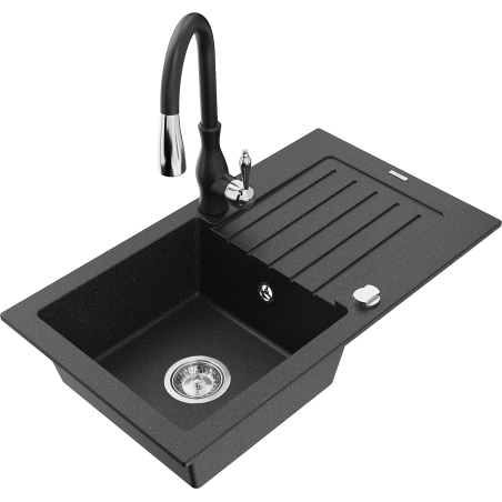 Mexen Pablo гранитна кухненска мивка с една камера с отцедник и смесител