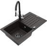Mexen Pablo гранитна мивка с 1 камера с отцедник и кухненски смесител Savita,
