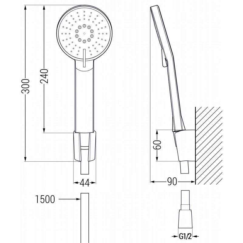 Mexen R-40 точков душ комплект, четка сив мат - 785405052-66