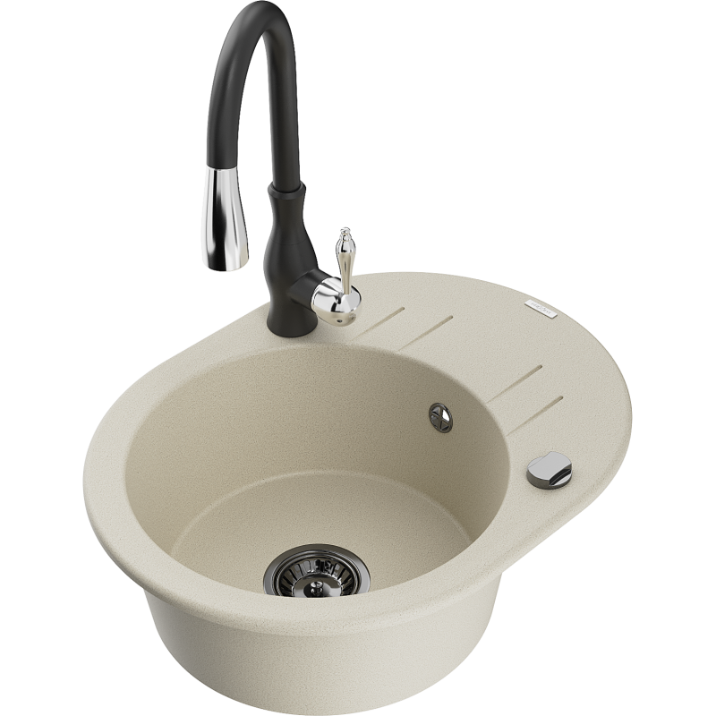 Mexen Kevin гранитна мивка с 1 отделение, сушилня и кухненски смесител Savita,