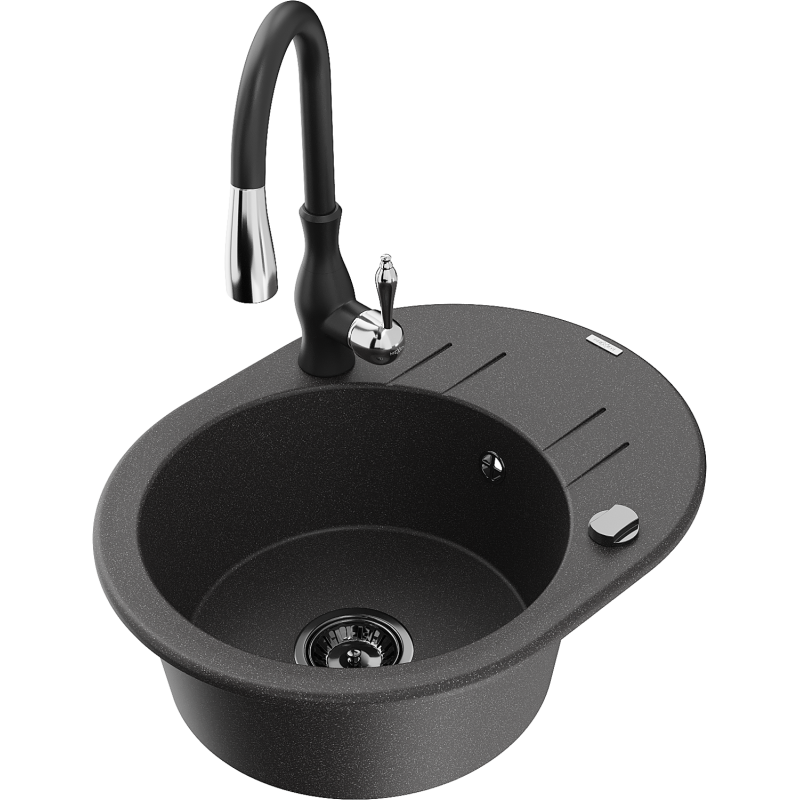 Mexen Kevin гранитна мивка с 1 отделение с отцедник и кухненски смесител