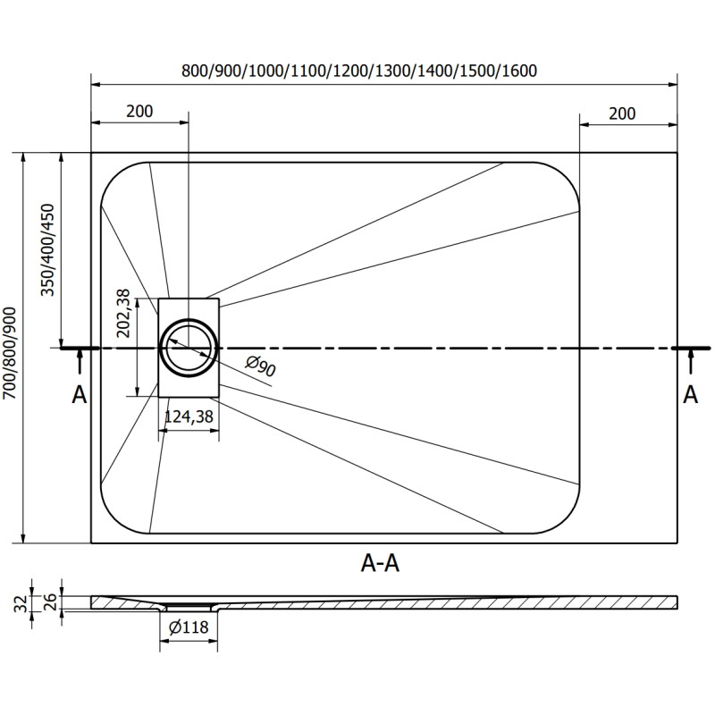 Mexen Hugo правоъгълно душ корито SMC 100 x 90 см, черно - 42709010
