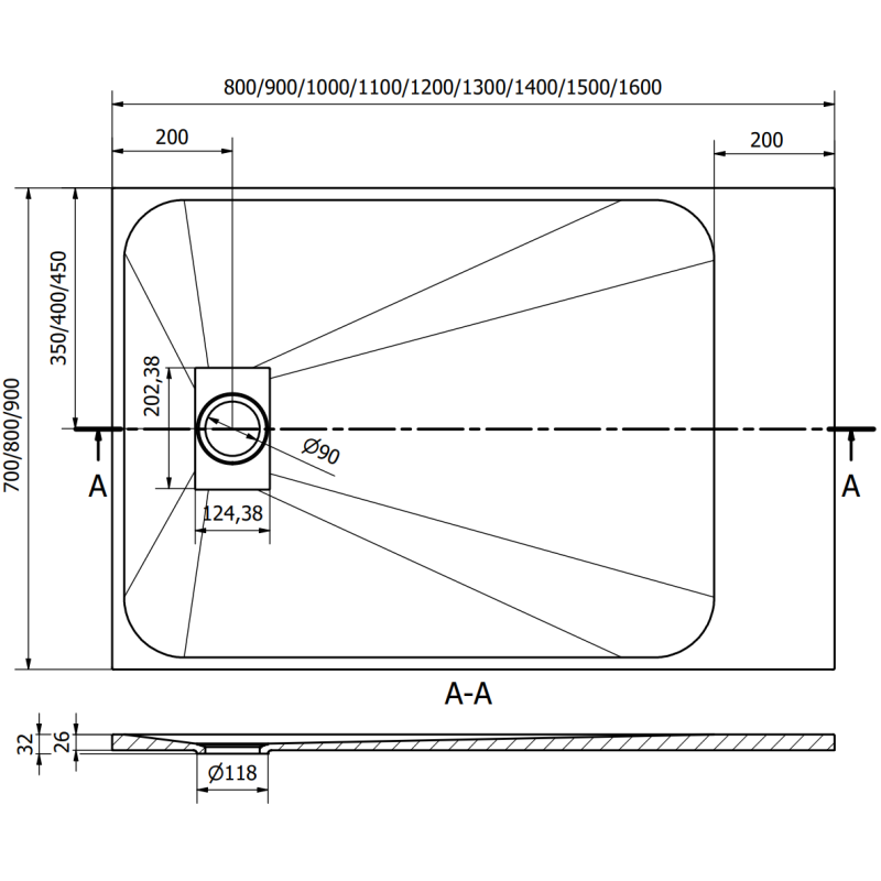 Mexen Hugo правоъгълна душ кабина SMC 100 x 90 см, бяла - 42109010