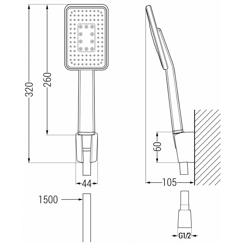 Mexen R-54 точков комплект за душ, черен/хром - 785545052-71