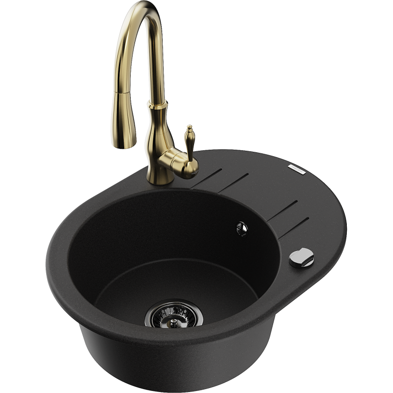 Mexen Kevin гранитна мивка с една камера с отцедник и кухненски смесител