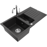 Mexen Matias гранитна мивка 1,5-камерна с отцедник и кухненски смесител