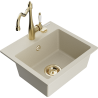 Mexen Milo кухненска мивка гранит 1-камера с кухненски смесител Carla, бежов - 6505-69-670700-50