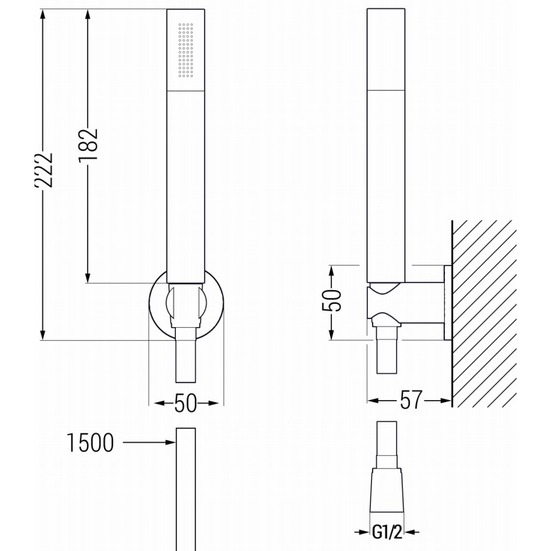 Mexen R-70 стенен душ комплект, четкосив мат - 785705051-66