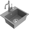 Mexen Milo мивка от гранит с 1 отделение с кухненски смесител Carla, сив - 6505-71-670700-71