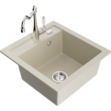 Mexen Vito гранитна кухненска мивка с 1 корито с кухненски смесител Carla,