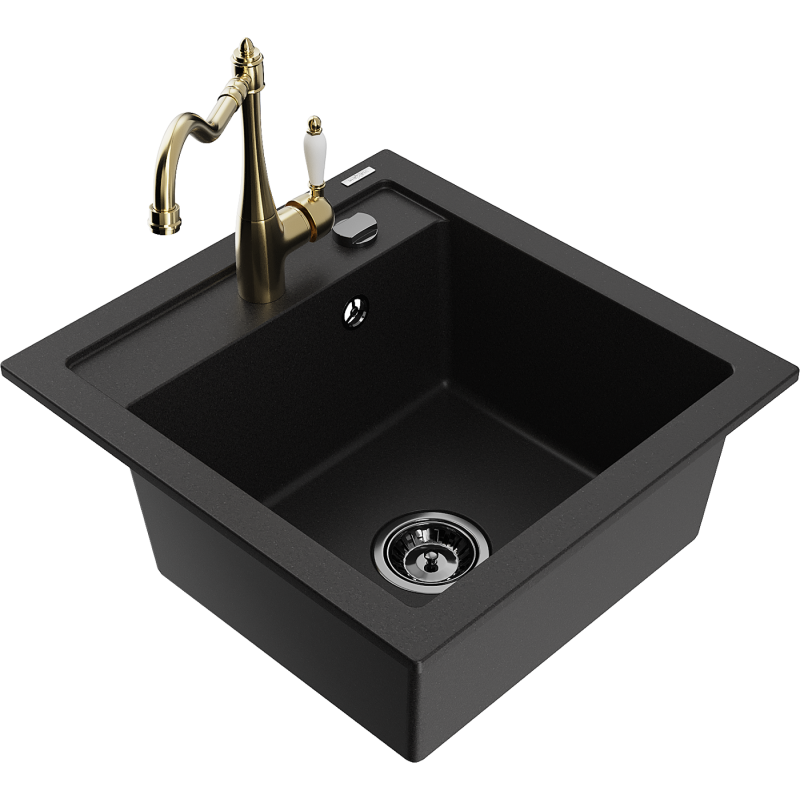 Mexen Vito гранитна мивка с 1 отделение и кухненски смесител Carla, черен