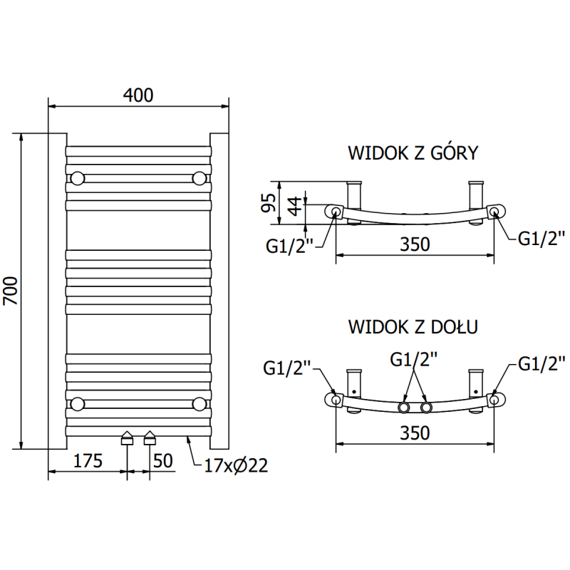 Mexen Ares баня радиатор 700 x 400 мм, 240 W, бял - W102-0700-400-00-20