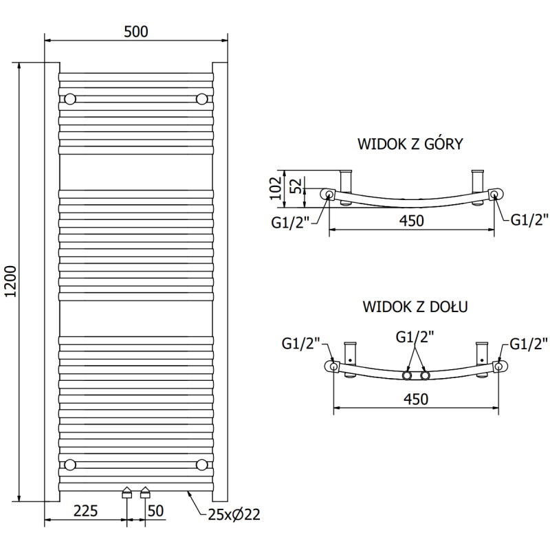Mexen Ares радиатор за баня 1200 x 500 мм, 420 W, хром - W102-1200-500-00-01