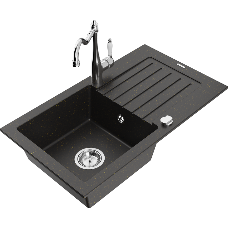 Mexen Pablo гранитна мивка с 1 отделение с отцеждане и кухненски смесител