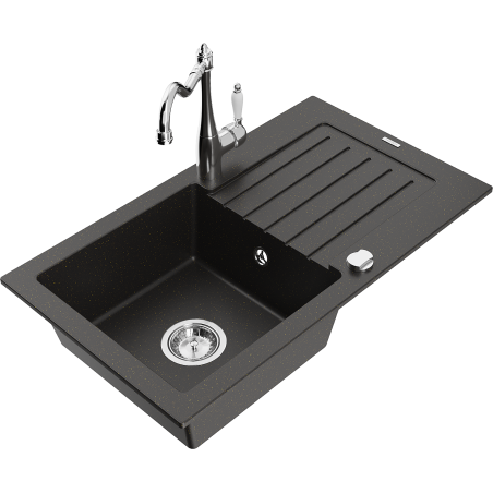Mexen Pablo гранитна мивка с 1 отделение с отцеждане и кухненски смесител