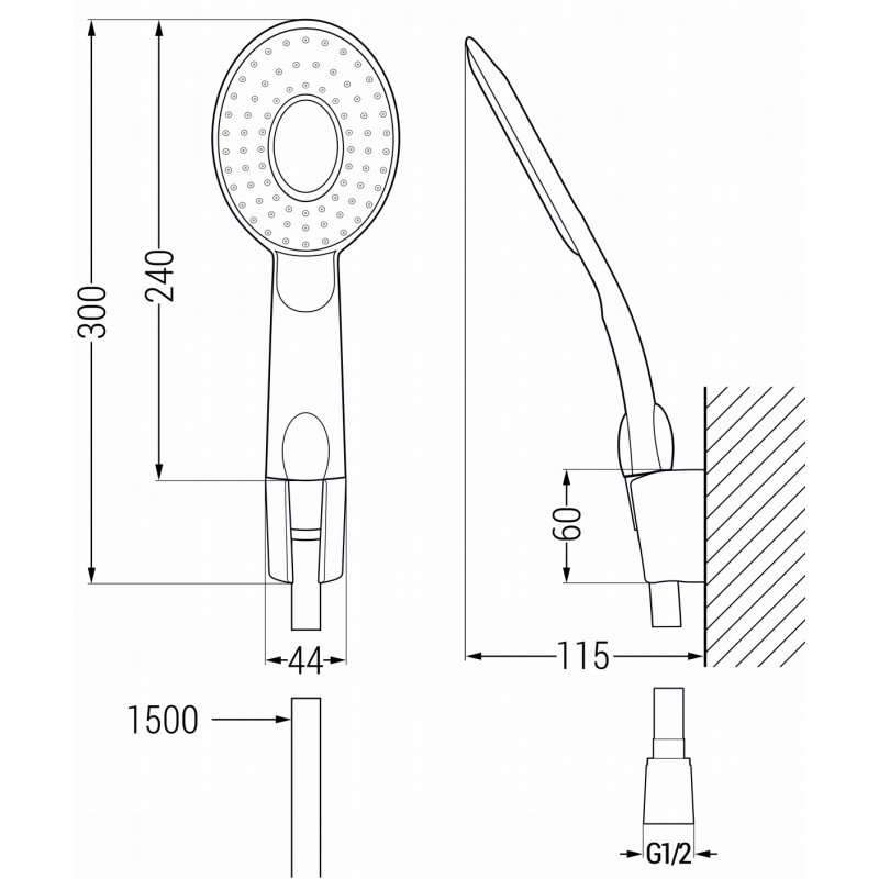 Mexen R-73 комплект душ слушалка, хром/бял - 785735052-02