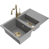 Мексен Газпар гранитна мивка 1,5-коморова с отцеждане и кухненски кран Карла, сив - 6507-71-670700-50