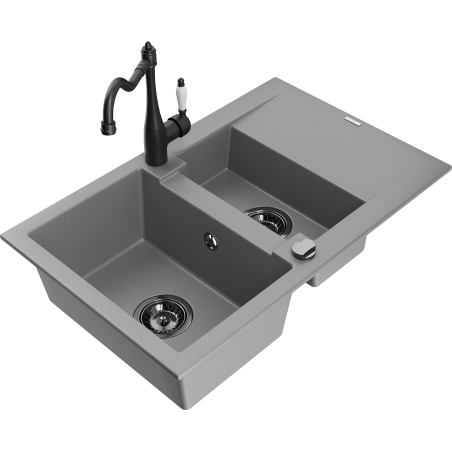 Mexen Gaspar гранитна мивка с 1,5 камери с отцедник и кухненски смесител Carla,