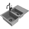Мексен Гаспар гранитен мивка 1,5-коморна с отцеждач и кухненски кран Карла, сив - 6507-71-670700-70-B