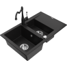 Mexen Gaspar гранитна мивка с 1,5 камери с отцедник и кухненски смесител Carla,