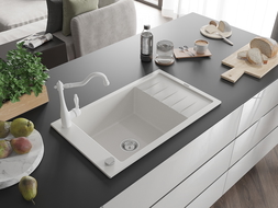 Mexen Elias гранитна мивка с 1 отделение с плотове и кухненски смесител