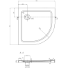 Mexen Flat полукръгъл душ плот 70 x 70 см, черен, златен сифона - 41707070G