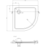 Полукръгъл плосък душ под Mexen Flat 70 x 70 см, черен, сифон златен - 41707070G